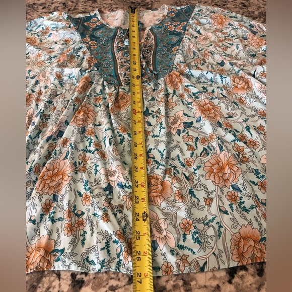 Kaywide Women's Casual Boho Floral Print Long Sleeve Blouse Plus Size 2XL - Picture 10 of 15